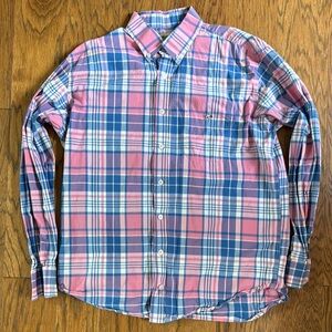 Pink and Blue Casual Plaid Button Down Shirt